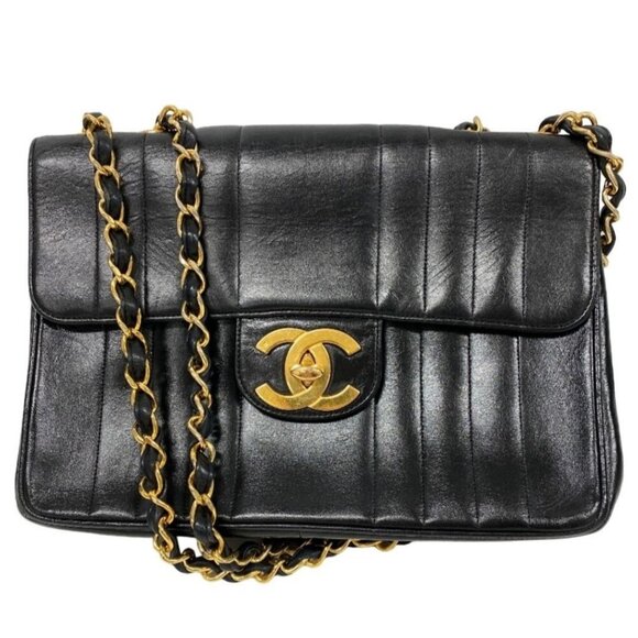 CHANEL Jumbo 24K GP Flap Bag Lambskin Vertical Quilt Chain Shoulder Bag Black - Picture 3 of 12